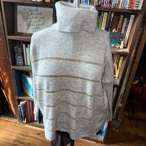 Cupcakes & Cashmere gold metallic stripe cowl neck sweater